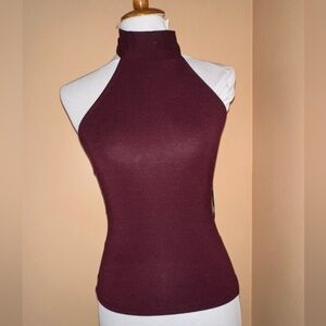 Maroon High Neck Tie Halter Top